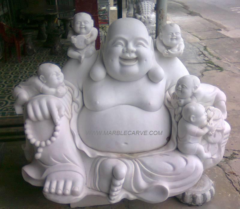 Happy Buddha statue marble carving sculpture