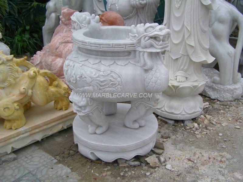 marble temple dragon censer insense burner carving sculpture