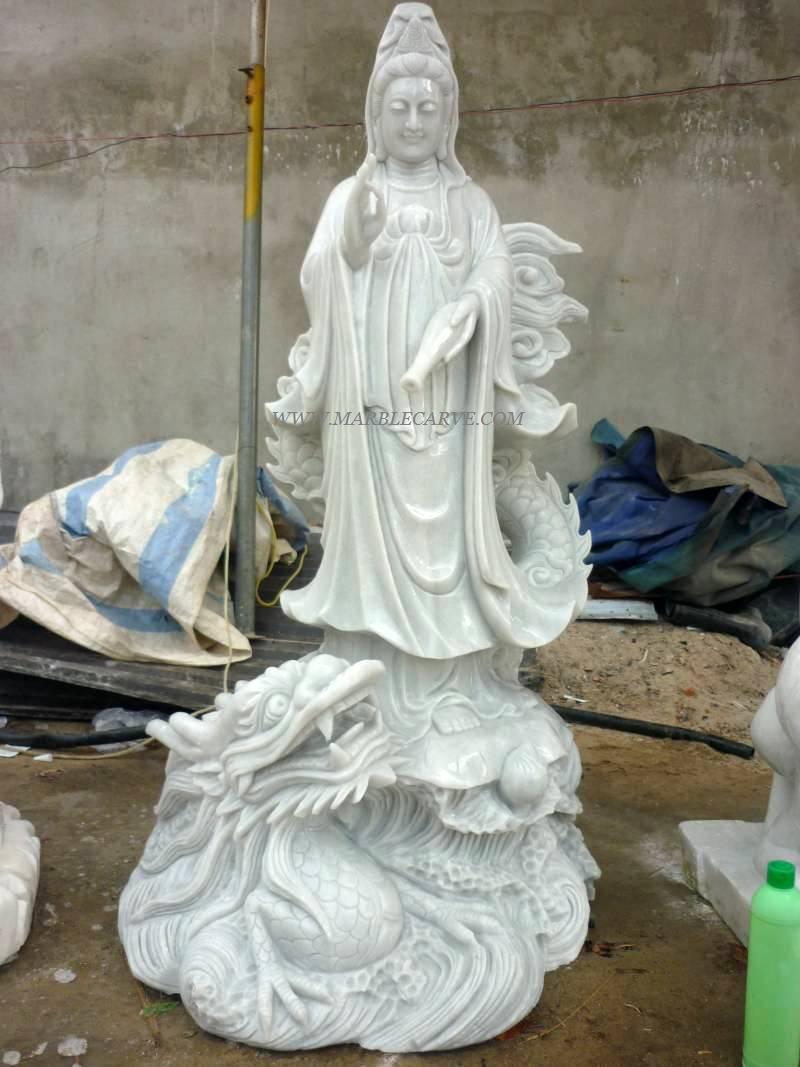 marble guan yin buddha carving sculpture photo image