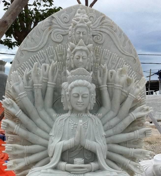 Marble thousand hand Kwan Yin carving Sculpture Garden carving