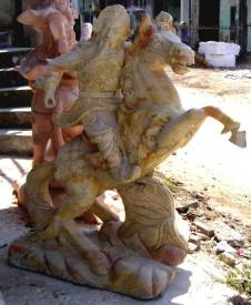 marble warrior horse carving sculpture horse and Warrior