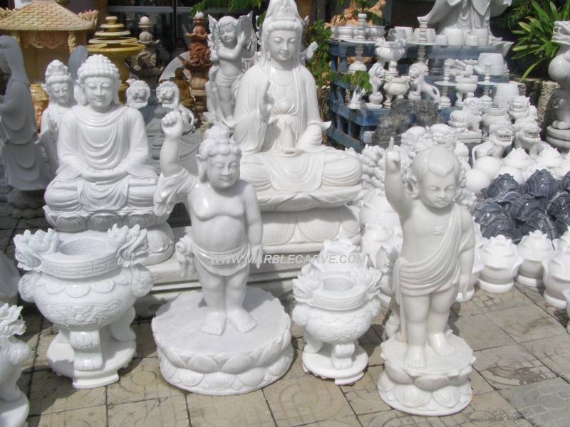 marble Kwan Yin and child statue