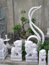 Marble foo dogs statue carving Sculpture Garden carving photo image