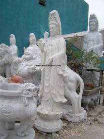 Marble Kwanyin statue carving Sculpture Garden carving photo image