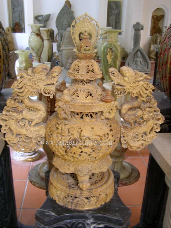 marble Dragon Censer carving sculpture