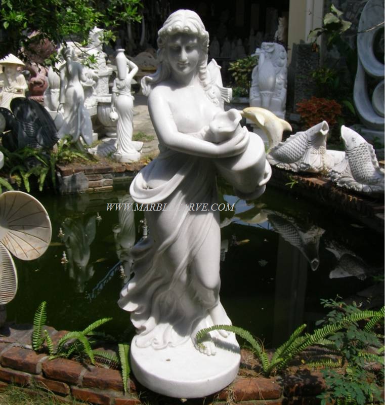 marble Goddess Aquarius Pouring Water carving sculpture