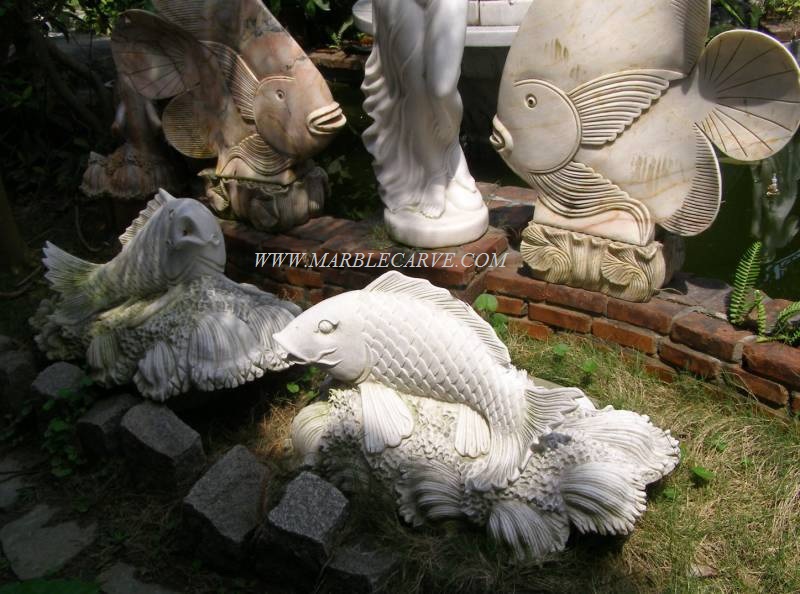Koi Fish marble carving sculpture