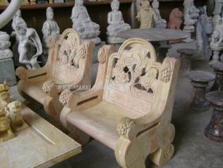 Marble table and chairs carving Sculpture Garden carving photo image