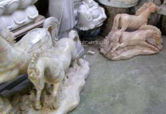 Marble horse carving Sculpture Garden carving photo image