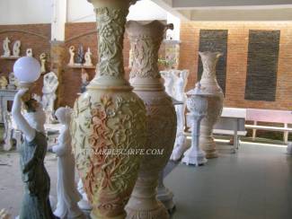 Marble Vase carving Sculpture Garden carving photo image