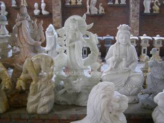 Marble kwan yin carving Sculpture Garden carving photo image