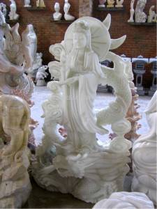 Marble Kwan Yin Statue carving Sculpture Garden carving photo image