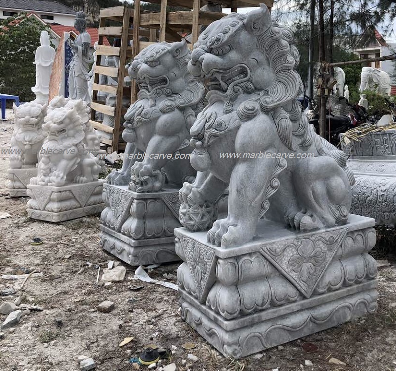 marble fudogs statue sculpture