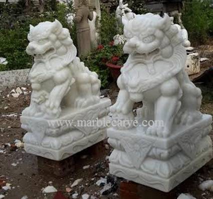white marble 60cm Fudog carving sculpture