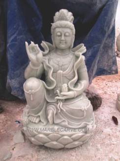 Kwanyin Statue, Marble Guan Yin carving Sculpture Garden carving photo image