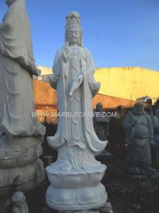 Kwanyin Statue, Marble Guan Yin carving Sculpture Garden carving photo image