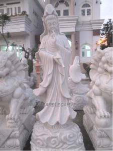 Kwanyin Statue Marble Guan Yin carving Sculpture Garden carving photo image