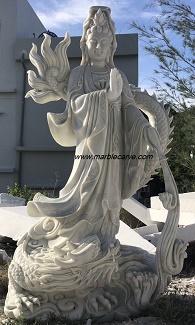 Kwanyin and Dragon Statue carving Sculpture Garden carving photo image