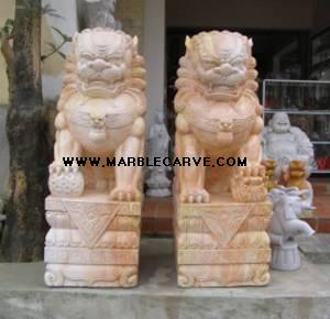 marble fudogs statue carving sculpture